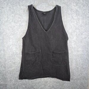 Monk Women's Denim Jumper Mini Dress Black Size M